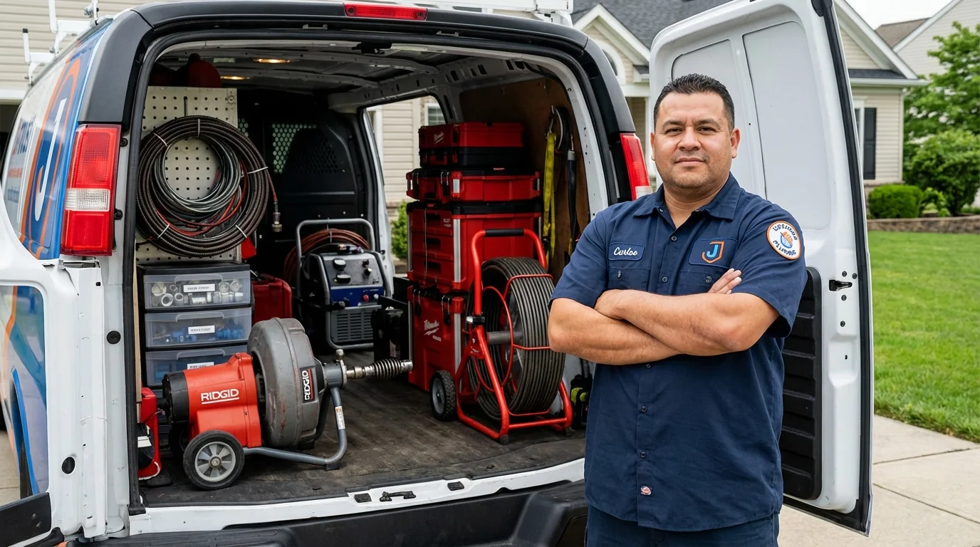 Professional drain cleaning equipment and Johns Plumbing LLC plumber in Browning